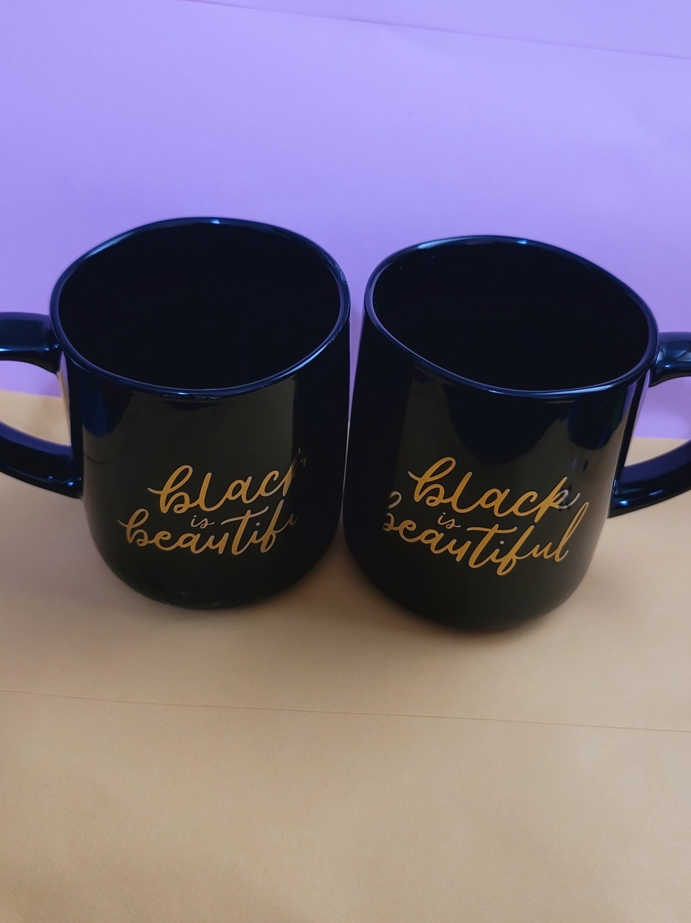 Threshold Black Mug with Gold Script - 'Black is Beautiful'